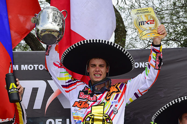 Jordi Tixier champion du monde de motocross MX2 2014 lors du GP du Mexique Leon