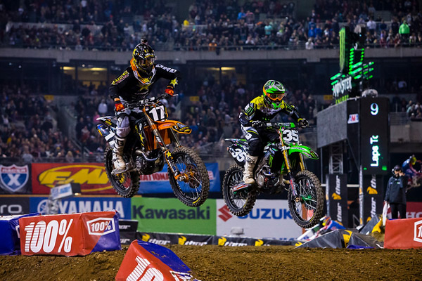 Jason Anderson et Justin Hill supercross ama 250cc Oakland 2014 