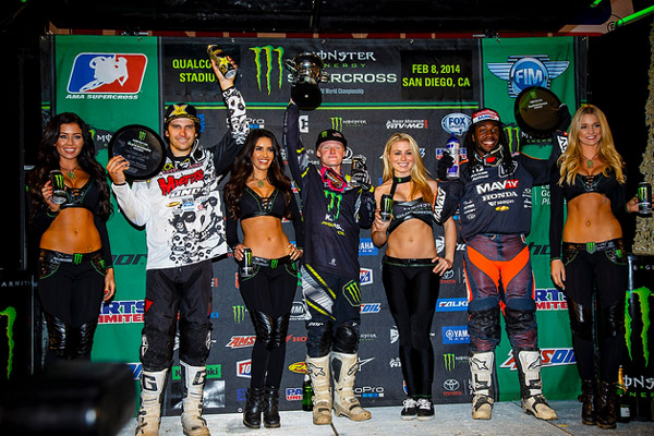Podium victoire Justin Hill supercross ama 250cc San Diego 2014
