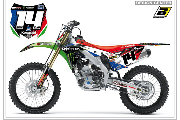La Kawasaki de Dylan Ferrandis en tenue pour le motocross des nations MXDN MXON 2014
