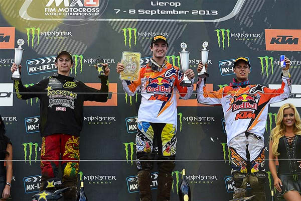 Podium GP motocross MX2 Benelux Lierop 2013
