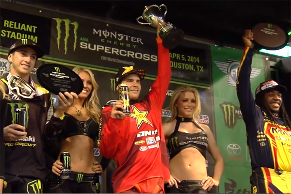 Podium supercross ama 250cc Houston 2014, Jason Anderson, Dean Wilson et Malcolm Stewart