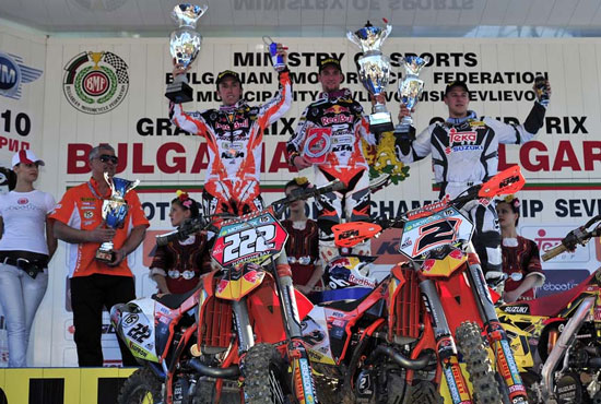 Podium Grand Prix de Bulgarie 4 avril 2010 Musquin Nagl