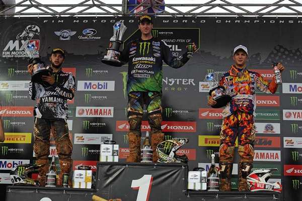 Tommy Searle, Christophe Charlier, Jose Butron motocross MX2 Bresil 2012