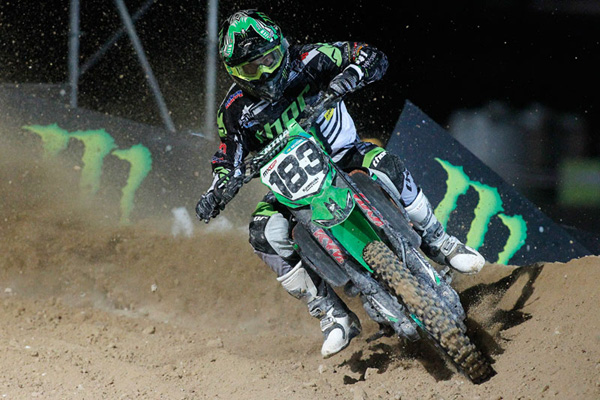 Steven Frossard MXGP motocross Qatar 2014 en pleine action au guidon de sa Kawasaki