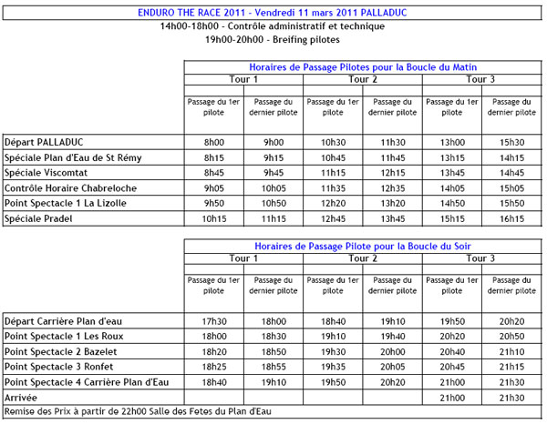 programme The Race 2011 enduro