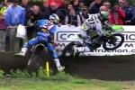 Gautier Paulin fait du rodo avec sa Kawasaki lors du GP motocross Belgique 2013