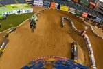 James Stewart en camra embarque lors des essais du supercross San Diego 2012